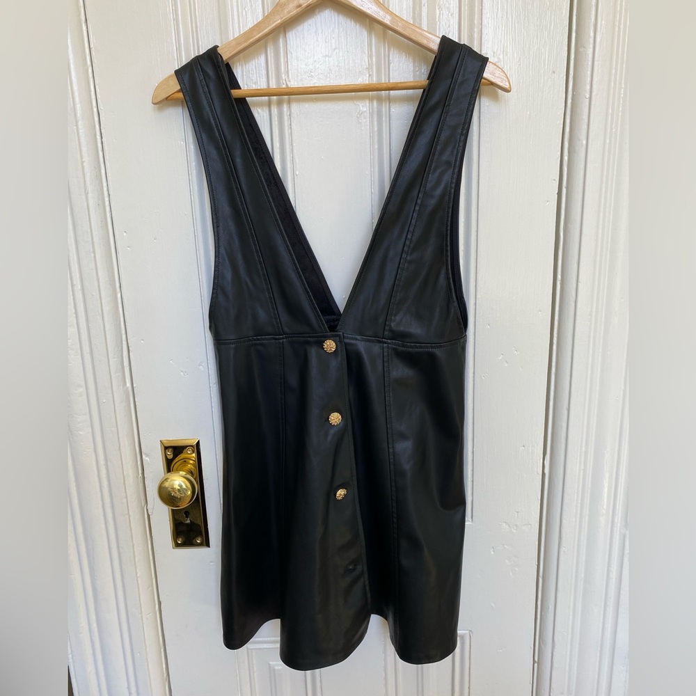 Zara black faux leather dress size XS